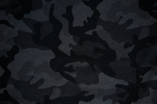 Camouflage pattern. Trendy dark gray camouflage fabric. Military texture. Dark back. photo