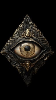 Eye of Providence piece of art on black background. All-seeing God's eye. Illuminati and Freemasons mystical symbol photo