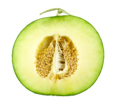 Netted melon on white background photo