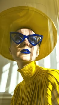 Futuristic and Bold Portrait with Vibrant Colorful Glasses and Makeup photo