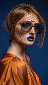 Ethereal Fashion Portrait of Striking Woman in Vibrant Studio Lighting and Avant Garde Styling photo