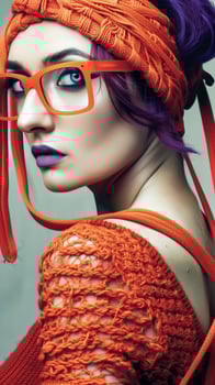 Vibrant and Stylish Portrait of a Fair Skinned Woman in Bold Hues photo
