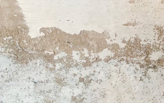 Weathered Wall Texture with Peeling Paint revealing the underlying concrete or plaster. The surface is uneven and shows signs of wear and tear, with cracks, chips, and exposed patches photo