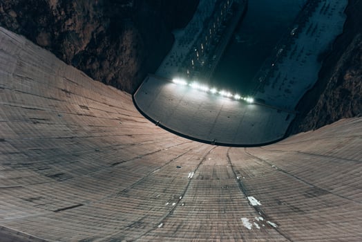 Night view of the famous Hoover Dam at Nevada., photo
