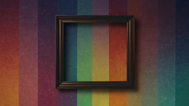 Square Frame in the Middle of a Multicolored Background. photo