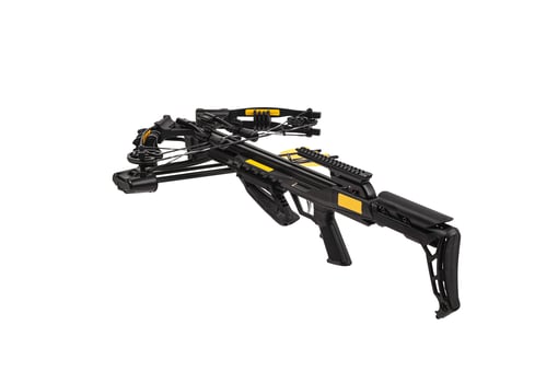 Modern crossbow isolate on a white back. Quiet weapon for hunting and sports. photo