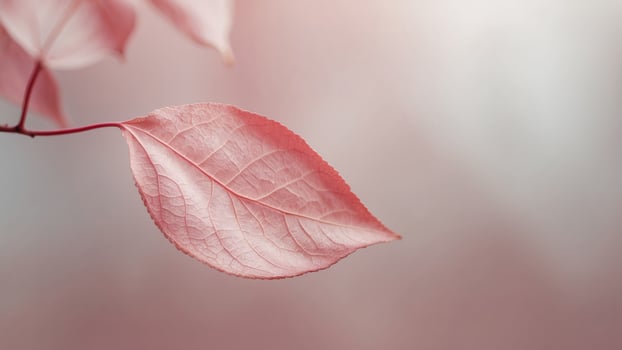 Leaf on white and pink background beauty and nature close up shot with elegant composition. photo