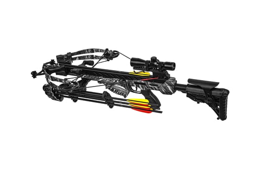 Modern crossbow isolate on a white back. Quiet weapon for hunting and sports. photo