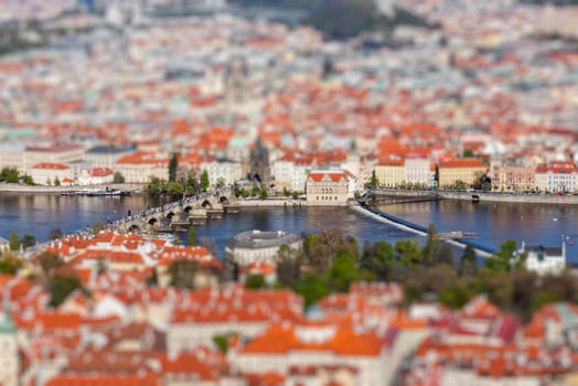 View of Charles Bridge over Vltava river, Prague photo