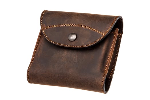 brown leather wallet isolated on white photo