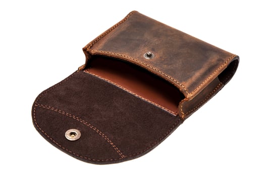 brown leather wallet isolated on white photo