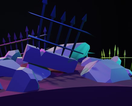 3D design fence and rock photo