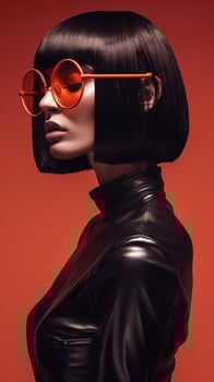 Stylish and Confident Asian Woman in Futuristic Fashion Photoshoot photo
