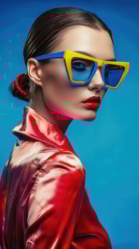 Stylish and Expressive European Woman in Vibrant Modern Fashion Shoot photo