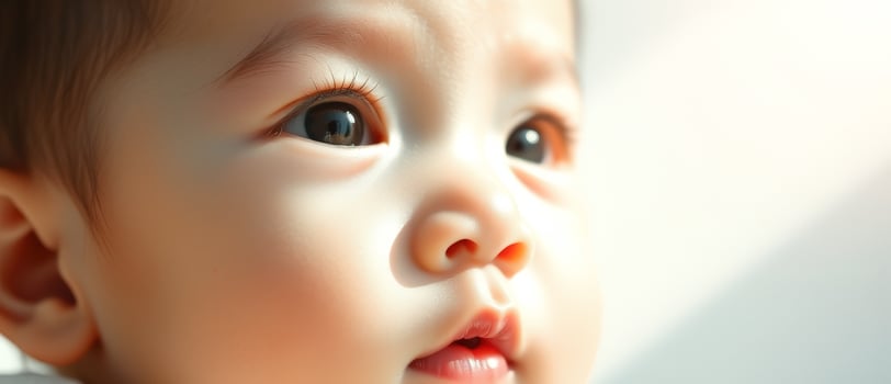 Close Up Of Baby Looking Up photo