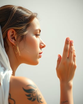 Woman Praying with Closed Eyes photo