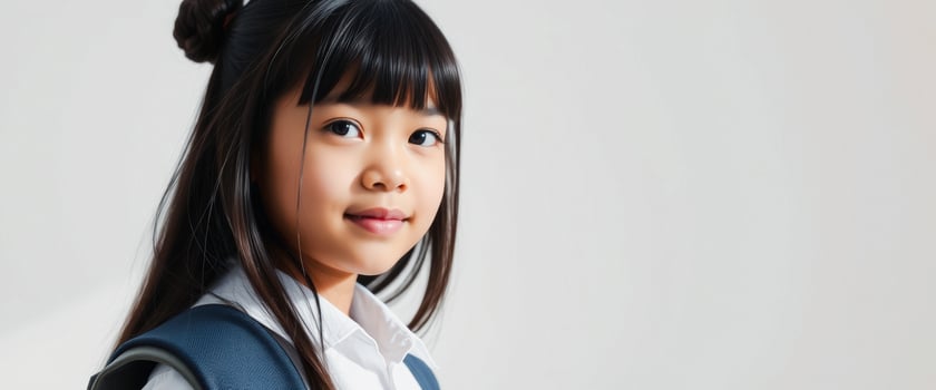 Portrait of a Young Asian Girl in School Uniform photo