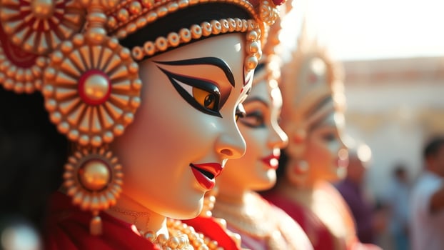 Closeup of a Hindu Goddess Statue photo