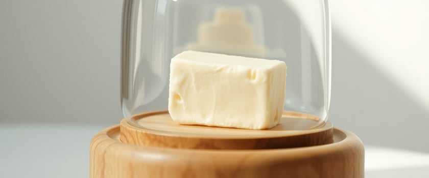 Butter Block in a Glass Dome on a Wooden Base photo