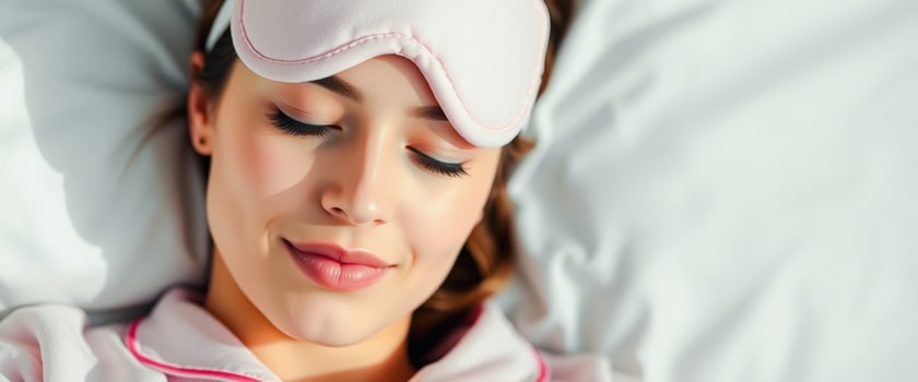 Woman Sleeping In Bed With Eye Mask photo