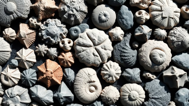 Close-up of various textured stones photo