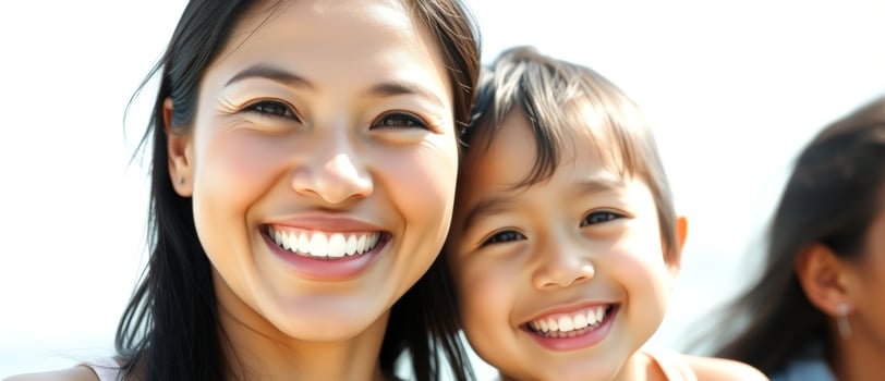 Mother and Daughter Smiling Together photo