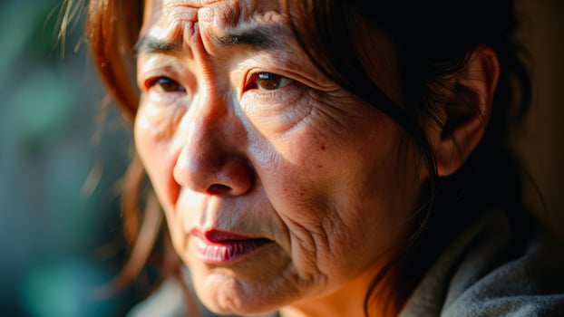 Close-up of an elderly woman's face photo