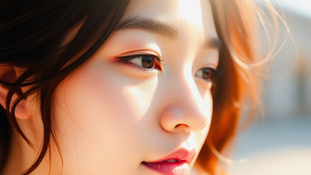 Close-up of a woman's eye and lips photo