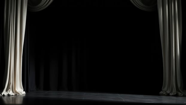 White Curtains Framing a Dark Stage photo