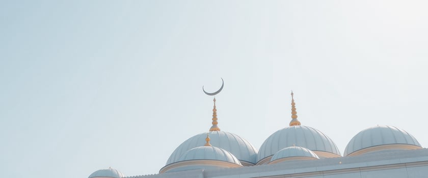 White mosque domes against a clear sky photo