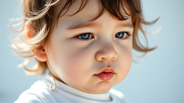 Portrait of a baby girl with blue eyes photo