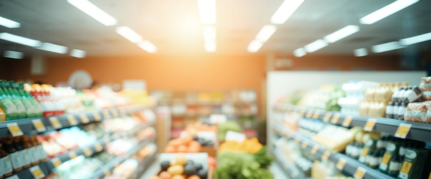 Blurred Supermarket Aisle with Bright Lighting photo