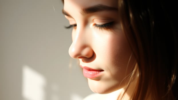 Close Up of a Woman's Face in Sunlight photo