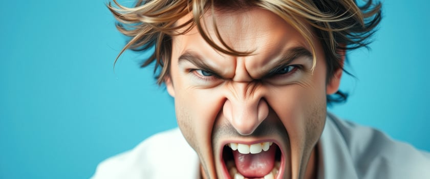 Man yelling in anger photo
