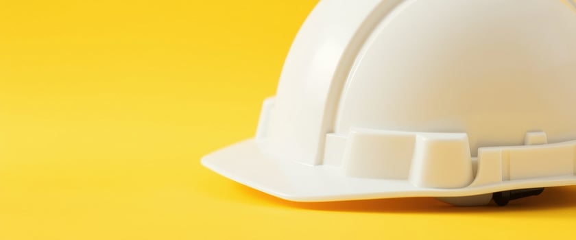 White Hard Hat on Yellow Background photo