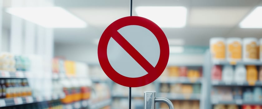 No Entry Sign on Glass Door in a Blurred Store Interior photo