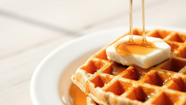 Waffles Drizzled With Syrup photo