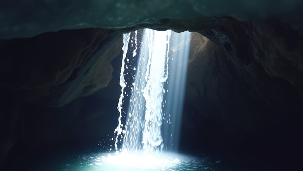 Waterfall in a Cave photo