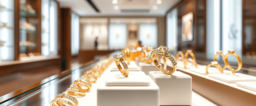 Diamond Engagement Ring Display in Luxury Jewelry Store photo