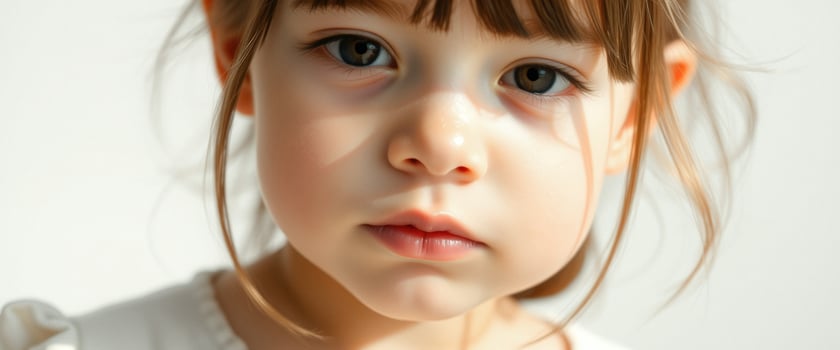 Close-up Portrait of a Young Girl with Brown Eyes and Light Brown Hair photo