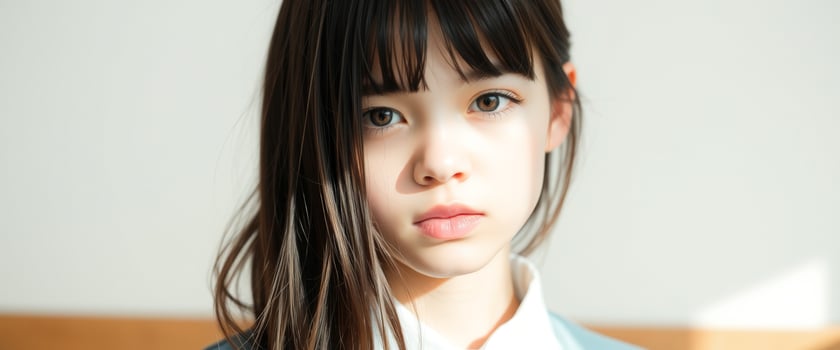 Portrait of a Young Girl with Long Brown Hair photo