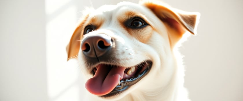 Close-up of a Dog's Face with Tongue Out photo