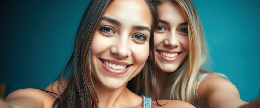 Two Beautiful Women Smiling Together photo