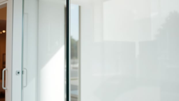 White Glass Door with Black Frame photo