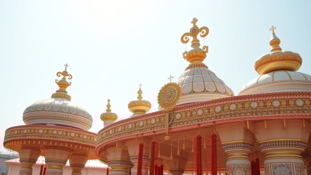 Ornate Golden Domes and Pillars of a Temple photo