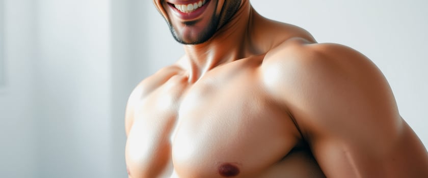 Close-up of a man's muscular upper body photo