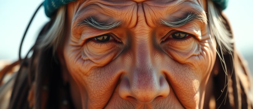 Close-up Portrait of a Senior Man with Wrinkles photo