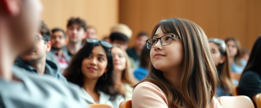 Young Woman Listening Attentively in a Classroom photo