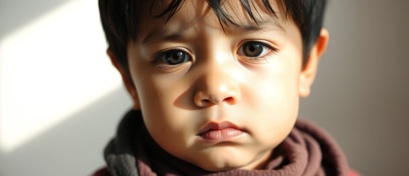 Portrait of a young boy looking away photo