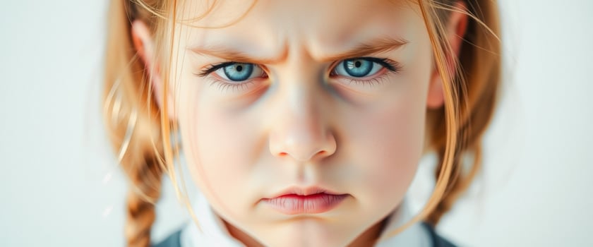 Upset Little Girl Close Up Portrait photo